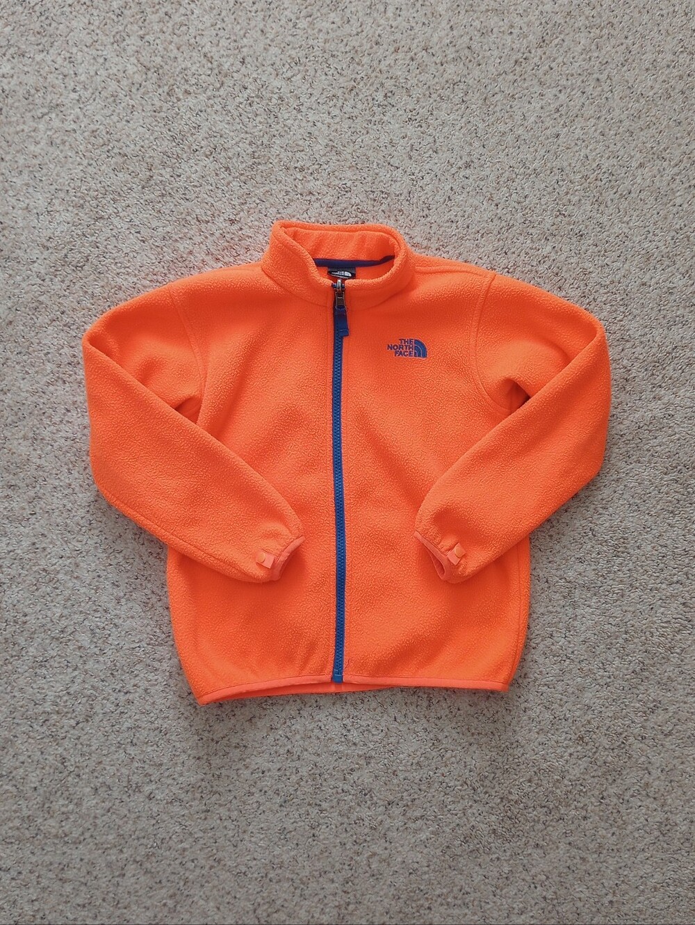The North Face Neon Orange Fleece Turtle Neck Zip Up Kids 6